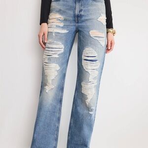Good American LONG INSEAM Khloe Jean Distressed Flare Jeans